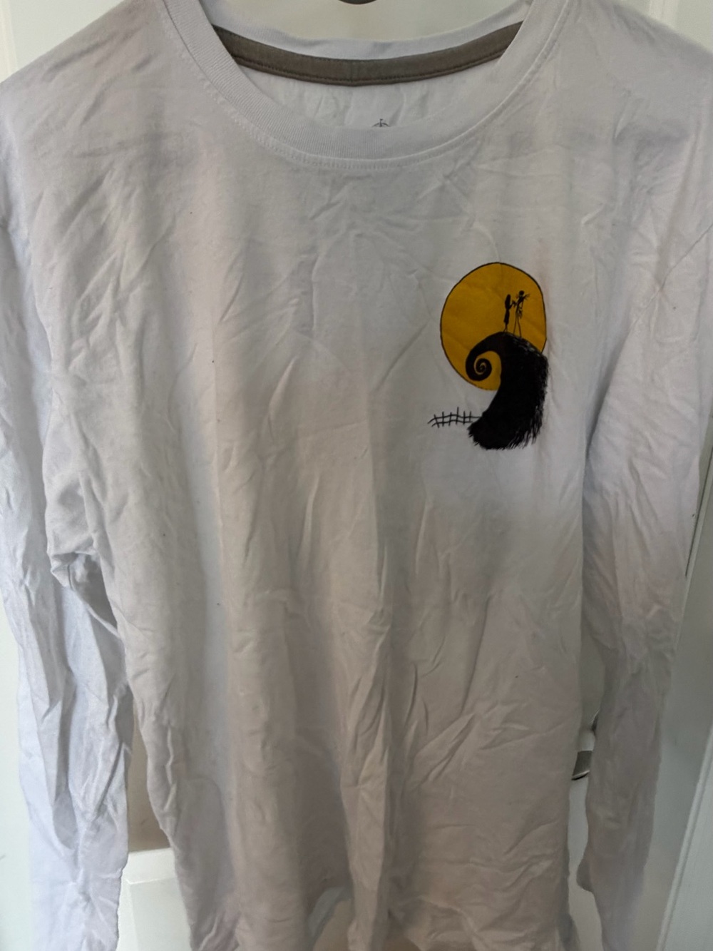 Disney White Long-Sleeve Tee with Yellow Moon Graphic